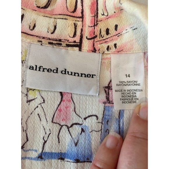 Pastel print button down shirt size 14 Retro Beach Eighties vacation fun comfy - Picture 7 of 7